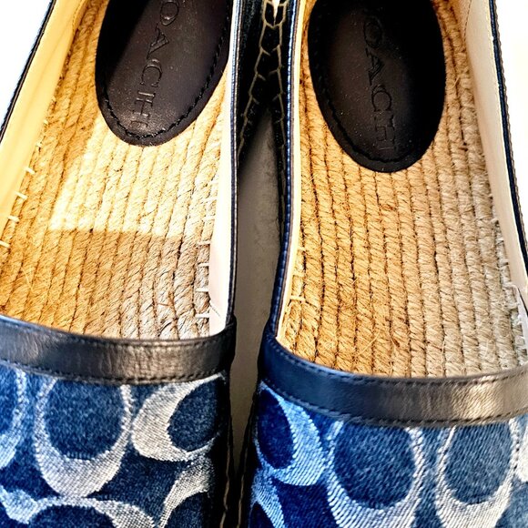 Coach Womens Collins Denim Espadrilles Slip Shoe Size 8 Navy Signature Canvas - Picture 4 of 9